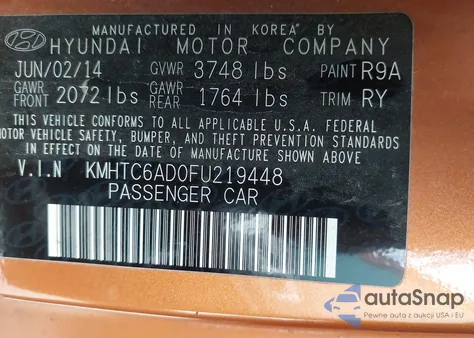 2015 Hyundai Veloster Re:flex z USA, uszkodzony, nr VIN KMHTC6AD0FU219448